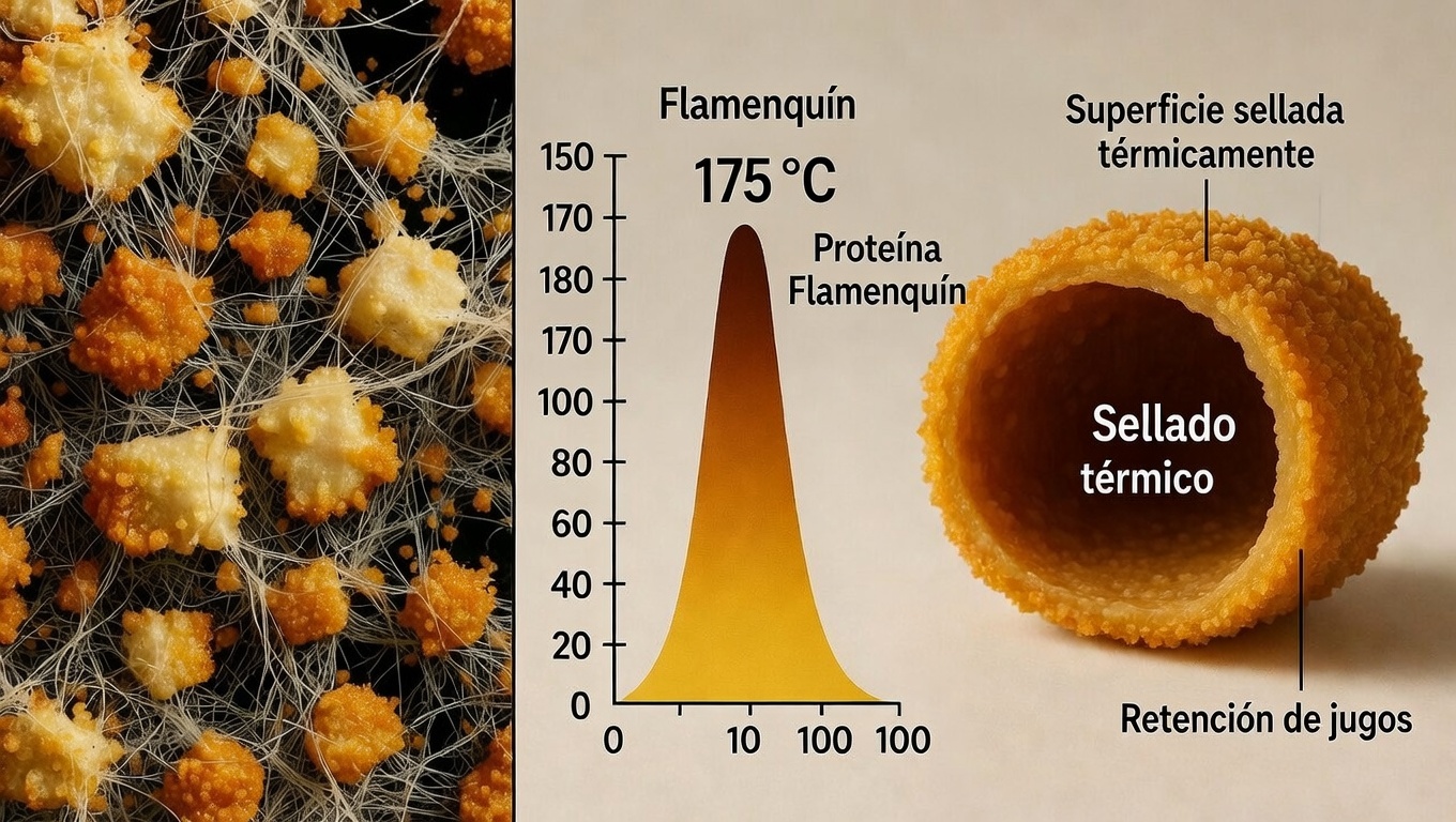 Explicaci&oacute;n cient&iacute;fica del proceso de empanado y fritura del Flamenqu&iacute;n Cordob&eacute;s.