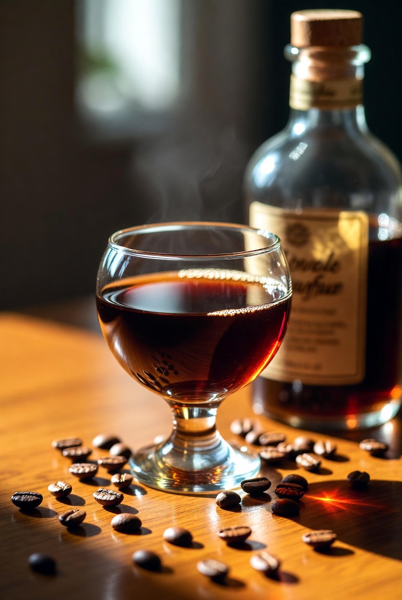 Copa de licor de caf&eacute; aragon&eacute;s tradicional servido como digestivo.