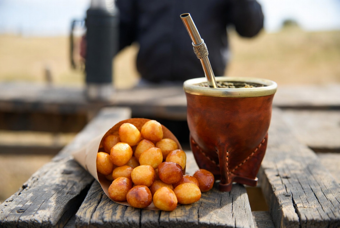 Cono de garrapi&ntilde;adas acompa&ntilde;ado de un mate, combinaci&oacute;n tradicional.