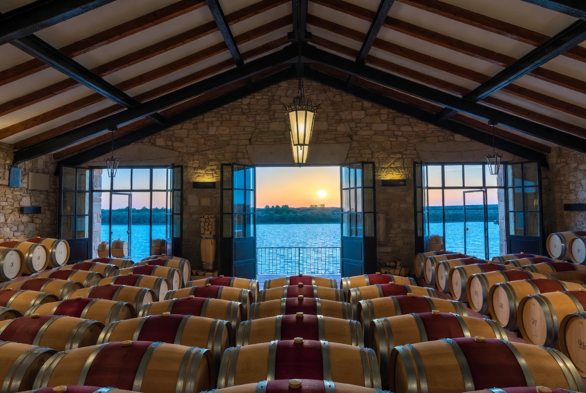 Bodega tradicional de Manzanilla en Sanl&uacute;car de Barrameda con vista al r&iacute;o Guadalquivir.