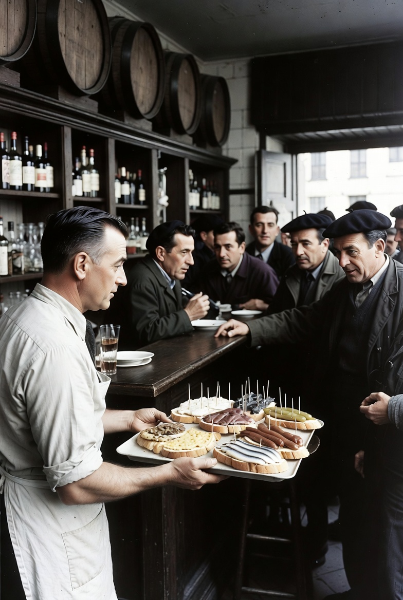 Origen hist&oacute;rico de los pintxos en un bar tradicional de Donostia-San Sebasti&aacute;n a mediados del siglo XX
