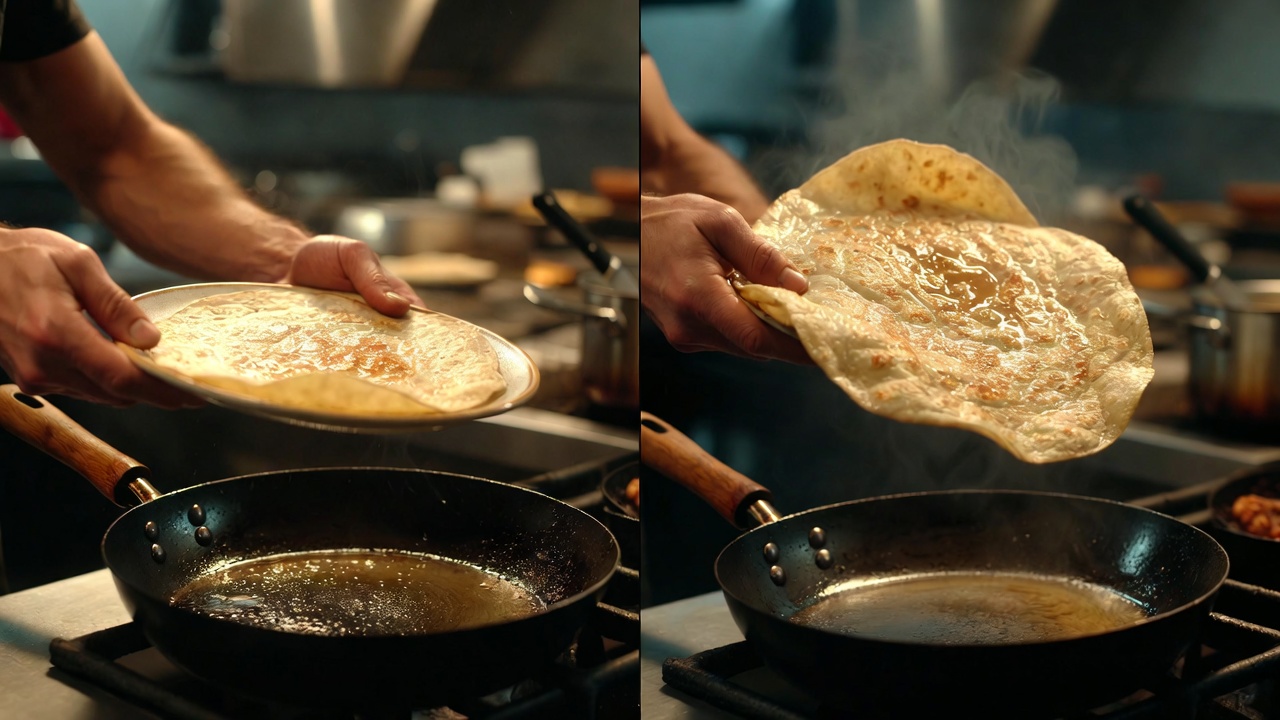 T&eacute;cnica profesional para dar la vuelta a una tortilla de patatas sin romperla.
