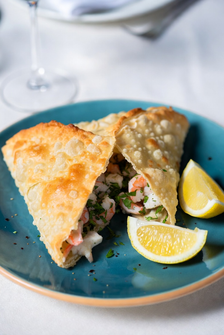 Variaci&oacute;n de pastela marroqu&iacute; de pescado y marisco.