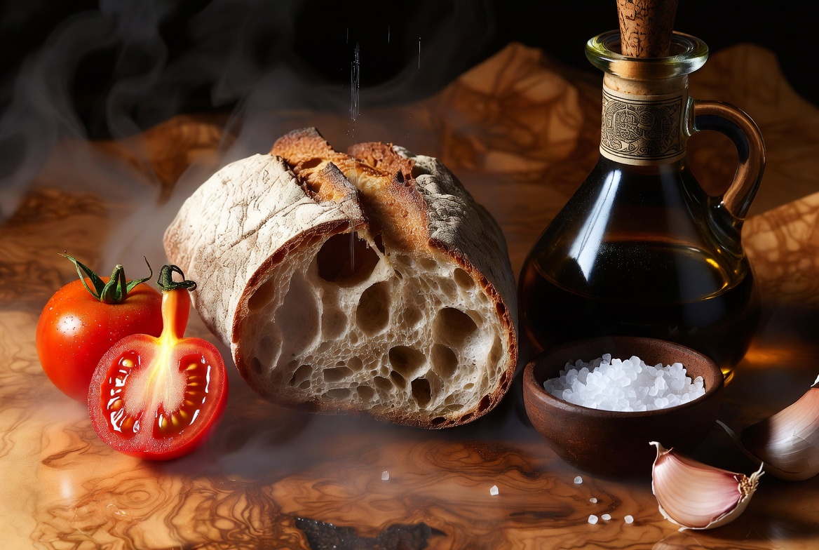  Ingredientes para pan con tomate: pan r&uacute;stico, tomate, aceite de oliva, sal y ajo.